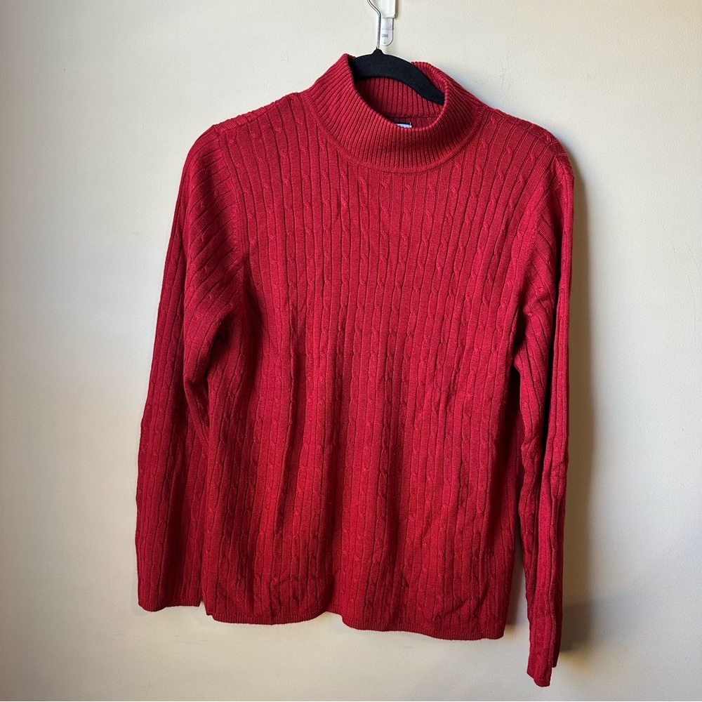 Croft & Barrow Red cable-knit Texture mock turtleneck Pullover sweater Size PXL
